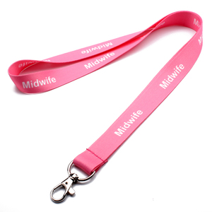Cordón de correa para el cuello de poliéster Rosa personalizado para impresión por sublimación Logotipo de pantalla de seda - Product Image 1