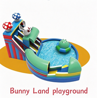 Toboggan aquatique gonflable commercial personnalisé avec piscine, parc aquatique gonflable pour enfants en forme d'éléphant/dragon/lapin/garde, location pour divertissement