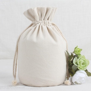 Sac en toile naturelle à fond rond avec cordon de serrage et poche pour l'emballage du riz/de la farine, portatif, écologique, recyclable, avec bracelet - Product Image 4