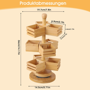 Tea Bag Organizer Wood Holder Coffee Box 9 Compartments Three-Layer 360 Rotating <strong>Carousel</strong> Rack Desktop <strong>Kitchen</strong> Office Stand - Product Image 4