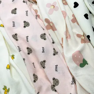 Kabarcık baskılı şifon kumaş yaz elbisesi gömlek kumaşı karikatür Lolita pijama moda bez