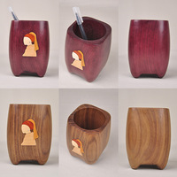 Tempat Pena Kerajinan Kayu Walnut Kreatif Mutiara Gadis Belajar Vintage Hadiah Premium Kayu Solid Seni Dekoratif Hadiah Ulang Tahun