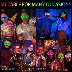 <span class=keywords><strong>Occhiali</strong></span> Luminosi Unisex per Halloween, Accessori per Feste Fluorescenti, <span class=keywords><strong>Occhiali</strong></span> da Sole con Modalità Neon, <span class=keywords><strong>Occhiali</strong></span> LED Lampeggianti in Plastica - Product Image 2