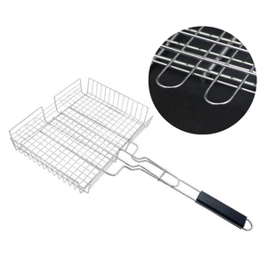Cesta de Acero Inoxidable para Asar Carne y Verduras, Accesorio para Barbacoa de Carbón de Bambú con Mallas Metálicas Resistentes al Calor - Product Image 2