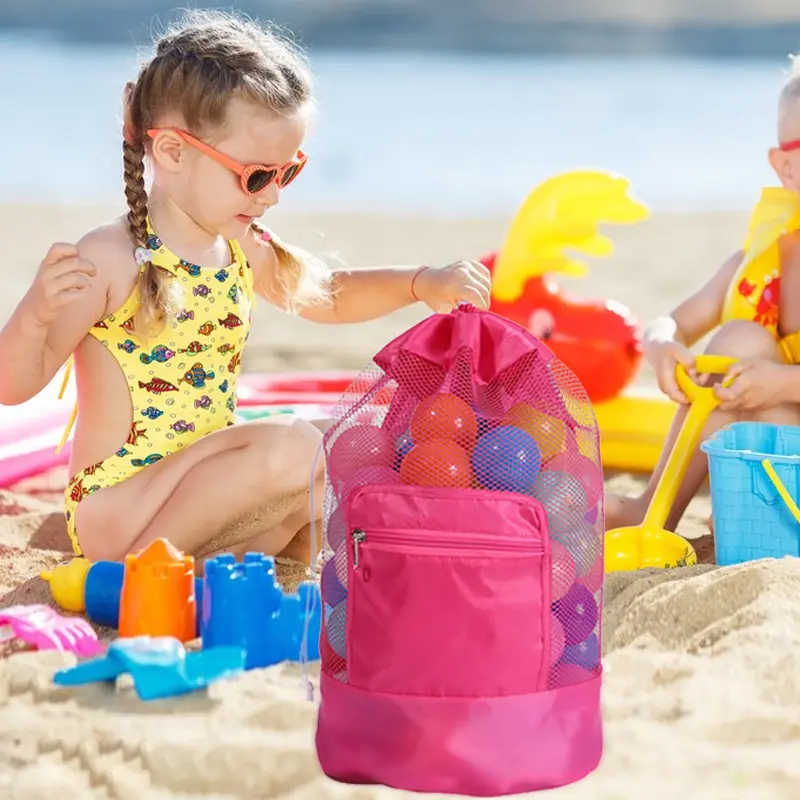 Musim Panas Ransel Besar Mainan Anak-anak Penyimpanan Pantai Tas Jala Tas Penyimpanan Anak-anak Satu Bahu Tas Jala Pantai