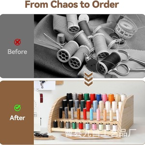 Organisateur de fils en bois Salza à 3 niveaux, support pour bobines de couture avec support pour tresses, pour un rangement organisé - Product Image 3