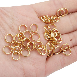 Conector de joyería de doble anillo de acero inoxidable para la fabricación de pulseras, chapado en oro de 18k, forma redonda H1351 - Product Image 2