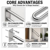 Barre d'appui murale en acier inoxydable HL 304 en forme de U pour escaliers et salles de bain - Rail de sécurité pour personnes âgées, design moderne, taille personnalisée