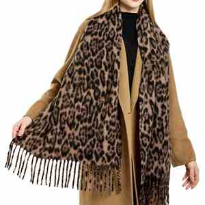 Bufanda de Invierno para Mujer, Diseño de Leopardo, Gruesa, 100% Poliéster, Nueva Moda, Venta al Por Mayor - Product Image 1