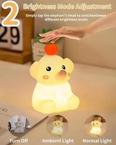 Veilleuse LED rechargeable moderne avec capteur tactile, lampe de nuit en silicone en forme d'éléphant, décoration parfaite pour la chambre d'enfant, cadeau pour la fête des enfants - Product Image 5