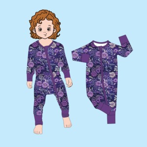 Qingli OEM/ODM personalizzato bambino Zippy fiore di campo carino stampato in bambù bidirezionale Footie per l'autunno Casual bambini piccoli - Product Image 6