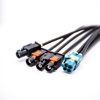Cable RG174 4 en 1 Mini-FAKRA Z-Code Hembra a 4 FAKRA A-Code Macho para Cámara Automotriz y GPS