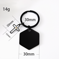 Ywyougang Porte-clés personnalisable en acier inoxydable, style vintage, avec breloque religieuse gravable, motifs grain de lin, grain de sperme de l'espoir, croix et hexagone