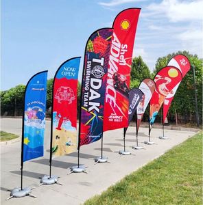 Tear Drop Feather Knife Beach Banner <b>Flag</b> with Stand Fiberglass Pole Polyester Material Custom Printed - Product Image 2