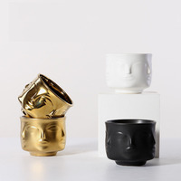 Pot de fleurs créatif en céramique noir et blanc plante Vase en pot abstrait visage humain Pot de fleurs Vase de bureau artiste décoration de la maison