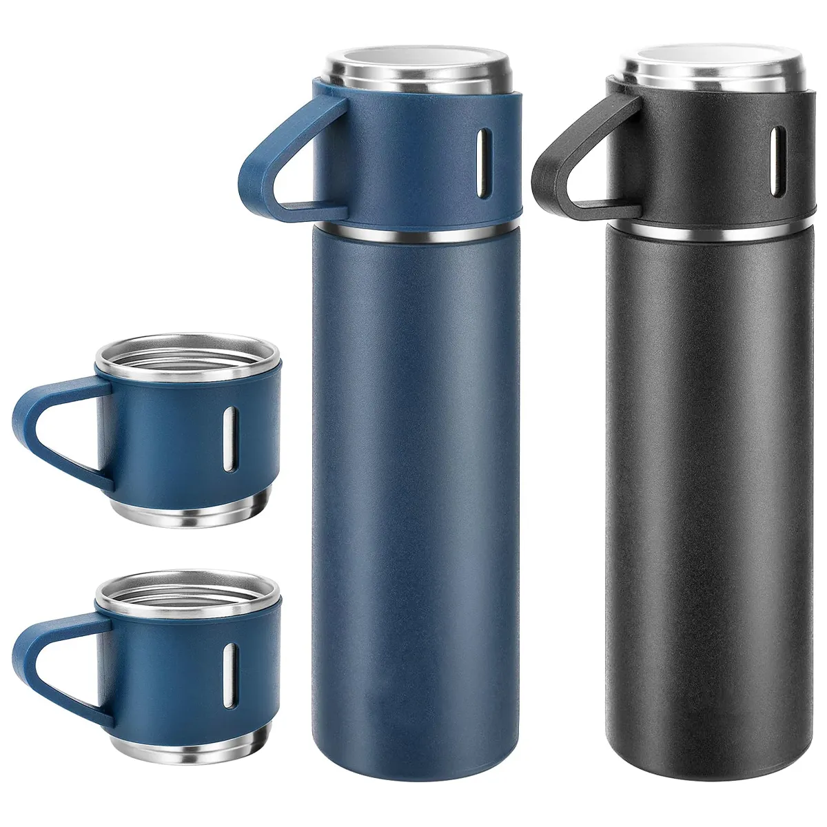 500 ml kundendefinierte Luxus-Doppelwand-Klassik-isolierflasche mit 3 Tassendeckeln aus Edelstahl Vakuumflasche Geschenkset-Box