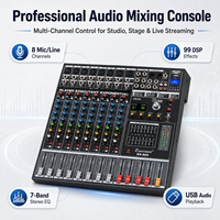 Console de mixage audio professionnelle EX-800 8 canaux, 99 effets DSP, égaliseur 7 bandes, USB, Bluetooth pour studio, scène, streaming en direct