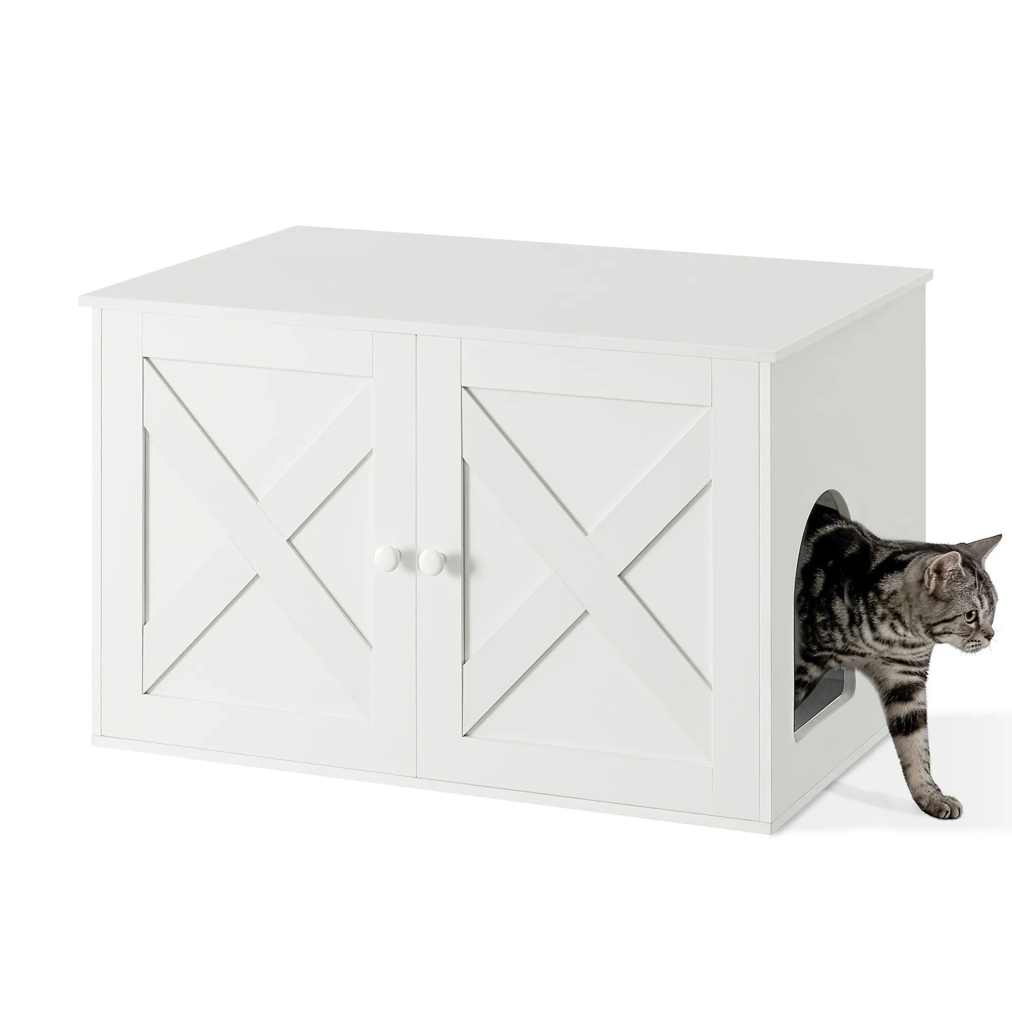 Feandrea Diseño moderno Muebles para mascotas Casa de madera para gatos Cajas de arena para gatos