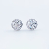 Boucles d'oreilles classiques de luxe vintage rondes en platine PT950 avec diamants de laboratoire, bijoux fins, clous d'oreilles en diamants de laboratoire pour femmes