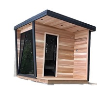Sauna extérieur de luxe en bois massif et salle de vapeur humide/sèche à infrarouge lointain pour le commerce transfrontalier