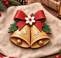 Ensemble de broches en bois à thème de Noël, finies à la main, pour la décoration de costumes de fêtes