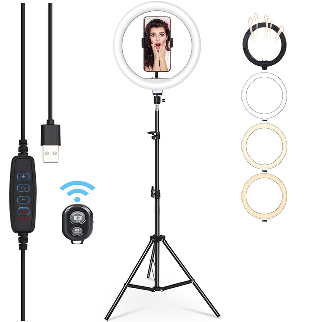 Hot Sale 10inch Ring Light Price Foldable Makeup Selfie Ring Light Led Circle Portable Tripod Stand Ring Light 26cm Phone Holder