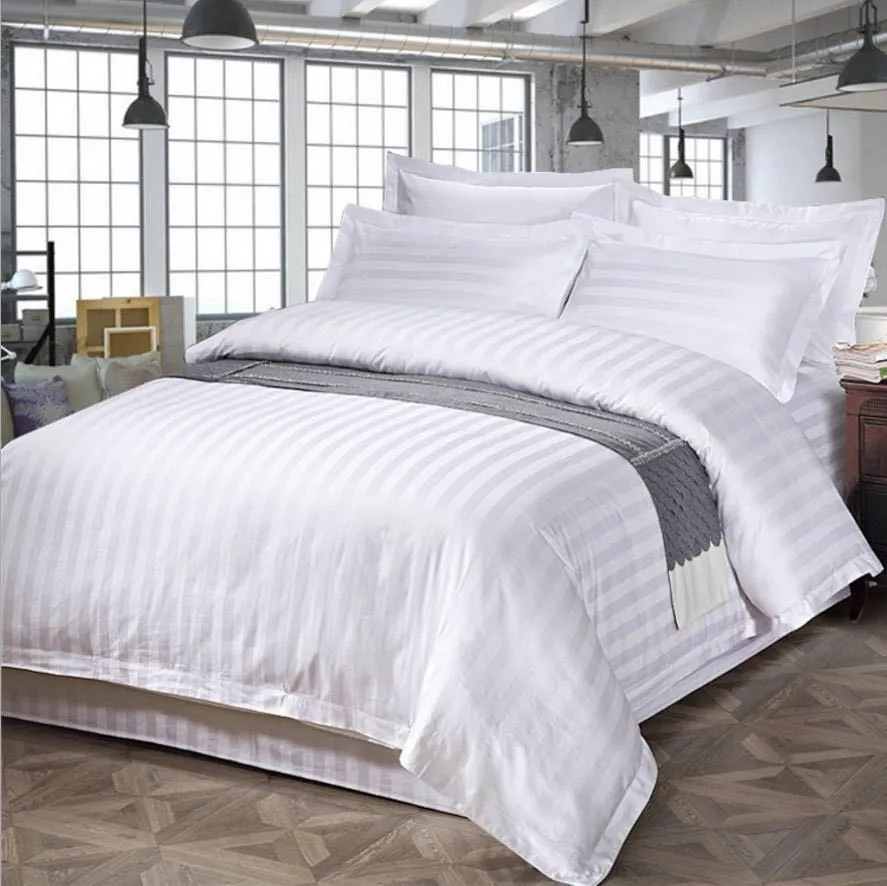 Luxury Home Hotel Duvet Cover Stripes Beddings Bed Sheet Linen Bedding Set