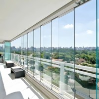 Porte pliante sans cadre en alliage aluminium-magnésium sans rail, fenêtre de balcon pliante panoramique, vitrine de café pliable
