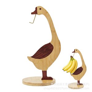 Wooden Goose Shaped Banana <b>Rack</b> Standing Fruit Holder For <b>Kitchen</b> Countertop Storage Display - Product Image 1