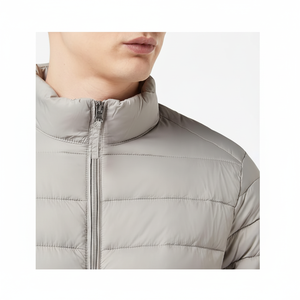 Vente en gros de haute qualité personnalisé léger élégant doudoune pour hommes bulle style toile tissu haute rue col montant - Product Image 1