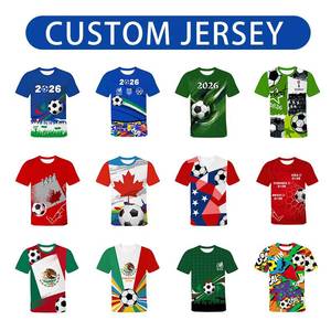 Camisetas de Fútbol al por Mayor, Diseño Nuevo Estampado, Transpirables, de Secado Rápido, Antibacterianas, Cuello en V, de Poliéster y Algodón, Unisex, para Todas las Temporadas - Product Image 4