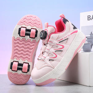 Chaussures à roulettes premium transformables, <span class=keywords><strong>coque</strong></span> en maille argentée métallique, roulettes silencieuses, boucle à verrouillage rapide pour sports urbains - Product Image 4