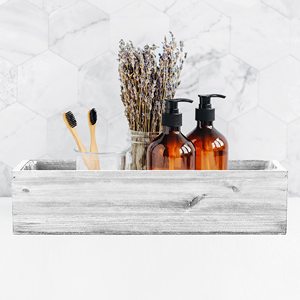 Jardinière en bois brun (17x5x4 pouces) avec doublure en plastique amovible, plusieurs couleurs, boîte en bois rectangulaire rustique <span class=keywords><strong>d</strong></span>écorative <span class=keywords><strong>d</strong></span>'intérieur - Product Image 4