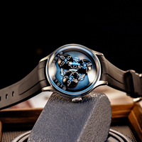 OBLVLO Original Montre Homme Automatique « Trisome Star Planet », Mécanique Lumineuse Super Sportive en Caoutchouc BLM-TRISOME
