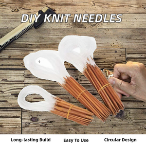Aiguilles à tricoter circulaires rondes faites à la main, 18 pièces, 40/60/80cm, plastique transparent avec bois, bambou, style simple - Product Image 2