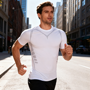 T-shirt de vêtements de sport imprimé avec logo personnalisé pour hommes Séchage rapide Respirant Gym Courir Musculation Sport T-shirt pour hommes - Product Image 3