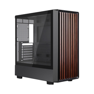 เคสคอมพิวเตอร์เกมมิ่งแบบ Mid Tower ระบายอากาศสูง รองรับเมนบอร์ด ATX/mATX/ITX ด้านหน้าไม้วอลนัทสีดำ พร้อมตาข่ายและพัดลม ARGB PWM 12 ตัว กระจกนิรภัย - Product Image 1