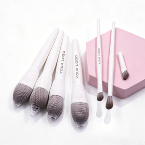 Ensemble de 6 <span class=keywords><strong>pinceaux</strong></span> de maquillage à étiquette privée, poils synthétiques doux avec manches en bois blanc, OEM ODM, <span class=keywords><strong>pinceaux</strong></span> cosmétiques professionnels - Product Image 1