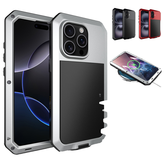 For for 17/16/15/14/13/12/11 Pro Max Heavy Duty Armor Aluminum Shockproof Mobile Phone Case