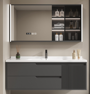 Mueble de <span class=keywords><strong>Baño</strong></span> Moderno <span class=keywords><strong>con</strong></span> <span class=keywords><strong>Espejo</strong></span> Iluminado LED Táctil, Lavabo de Cerámica Montado en la Pared, Ecológico, <span class=keywords><strong>para</strong></span> Apartamentos y Cocinas - Product Image 4