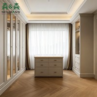 Armario de Dormitorio SLS de Lujo Francés, Combinación de Madera Maciza y Vidrio con Acabado Brillante, MDF, Melamina, Contrachapado, Duradero, Ecológico, Fabricación OEM