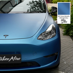 Venta al por mayor stock personalizado PET Ghost Metallic <span class=keywords><strong>Midnight</strong></span> Blue pegatinas decorativas para coche Metallic Blue lámina para envolver Coche - Product Image 3