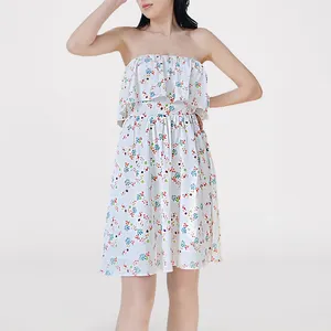 2024 nouveau été filles maxi jupes pleine impression fleur chic hors épaule floral dames nuit dîner robe midi