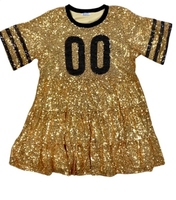 Robe Babydoll Gameday personnalisée pour femmes-Haut à paillettes or violet noir
