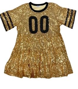 Abito Babydoll personalizzato gamday <span class=keywords><strong>donna</strong></span> abito oro viola nero <span class=keywords><strong>paillettes</strong></span> <span class=keywords><strong>Top</strong></span> - Product Image 3