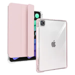 Funda transparente de cuero PU para tableta para iPad Air 12,9 2024 Air 6 10,9 pulgadas 2024 Pro 7th 12,9 pulgadas