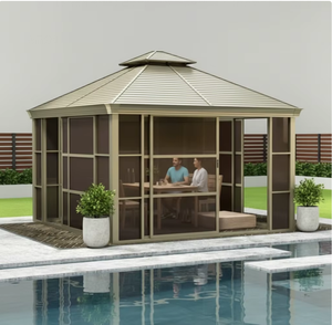 Gazebo de Aluminio <span class=keywords><strong>para</strong></span> Exteriores, Impermeable, 12x14, con Pantalla Extraíble, <span class=keywords><strong>para</strong></span> Jardín Residencial, Precio de Fábrica - Product Image 2