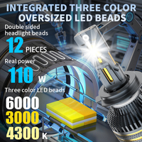 Ampoules de phare LED 3570 Chip M96 75W 15800Lm 4300k 6000k 3000K Trois couleurs 9005 H11 H4 Phare LED de voiture