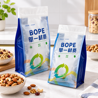 Pochette à fond plat personnalisée en BOPE monomatériau avec fermeture éclair pour emballage alimentaire recyclable, idéale pour les chips, résistante à l'humidité, vente en gros OEM
