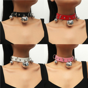 Harajuku-Collier en cuir PU exagéré et sexy, collier ras du cou en forme de cloche pour fille punk, collier ras du cou en cuir sexuel - Product Image 4